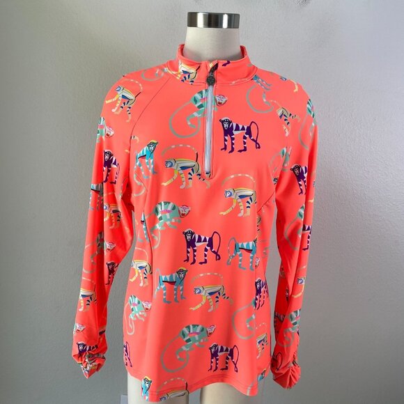Tzu Tzu Womens Plus XXL Monkey Print Golf Top Pullover Stretch Athletic Shirt - Picture 1 of 12